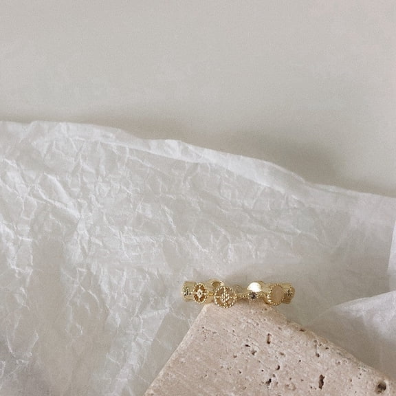 Adjustable Korean Style Pearl Diamond Index Finger Ring Geometric Open Ring Design for Women