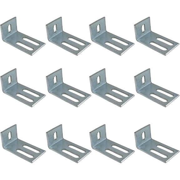 Adjustable L Shaped 90 Degree Slotted Corner Braces Joint Right Angle Brackets Fit for 1/2" Bolt in 1-5/8" Strut Channel, Galvanized, 12 Pack