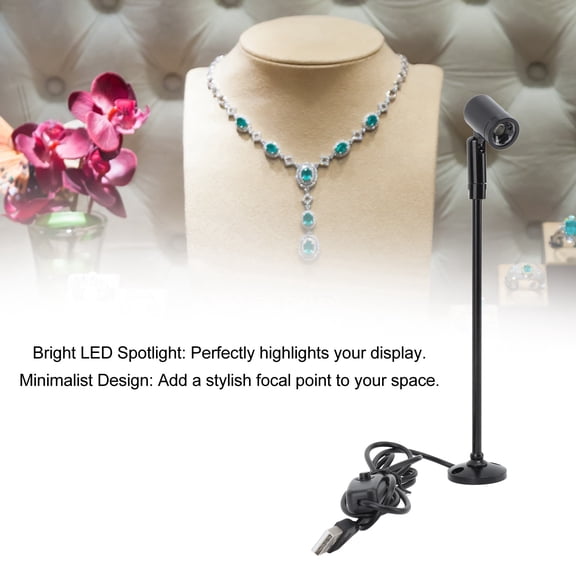 Adjustable LED Cabinet Spotlight, USB Powered Display Light For Jewelry Artwork, 8.3" Height
