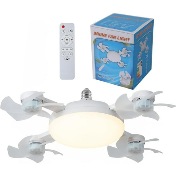Adjustable LED Ceiling Fan Light With Remote Control For Living Room Or Bedroom