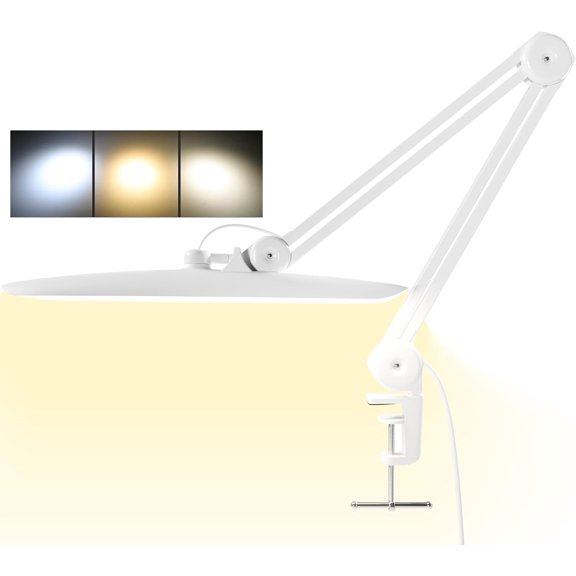 Adjustable LED Desk Lamp with Clamp Dimmable Bright Task Lighting CCT White