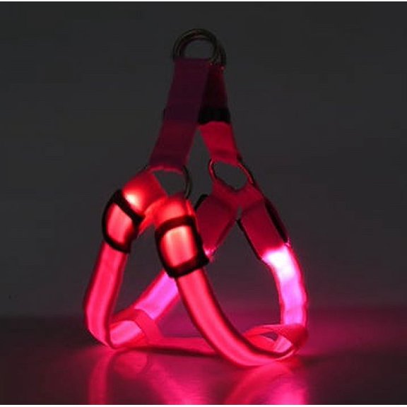 Adjustable LED Luminous Dog Chest Strap Vest Harness Soft Padded Reflective Safety Lighted For Camping Night Walking(Pink,Charging XL)