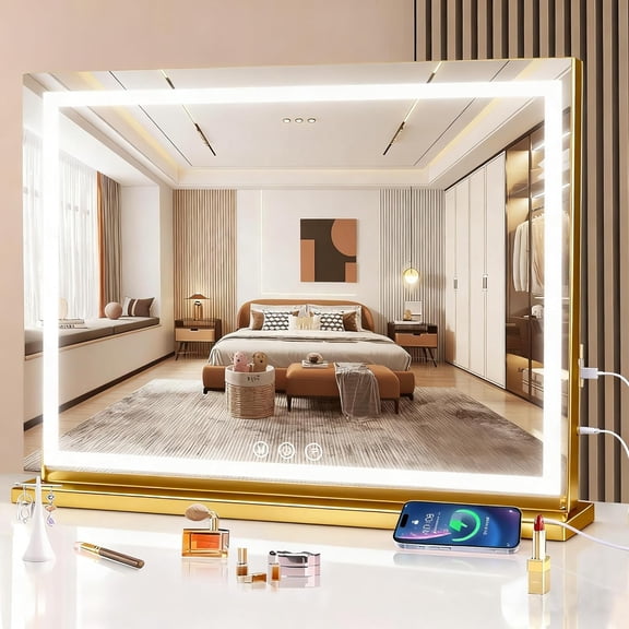 Adjustable LED Makeup Mirror with 3 Light Modes, & USB Charging