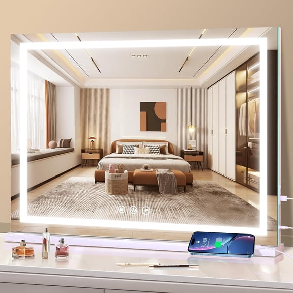 Adjustable LED Makeup Mirror with 3 Light Modes, & USB Charging