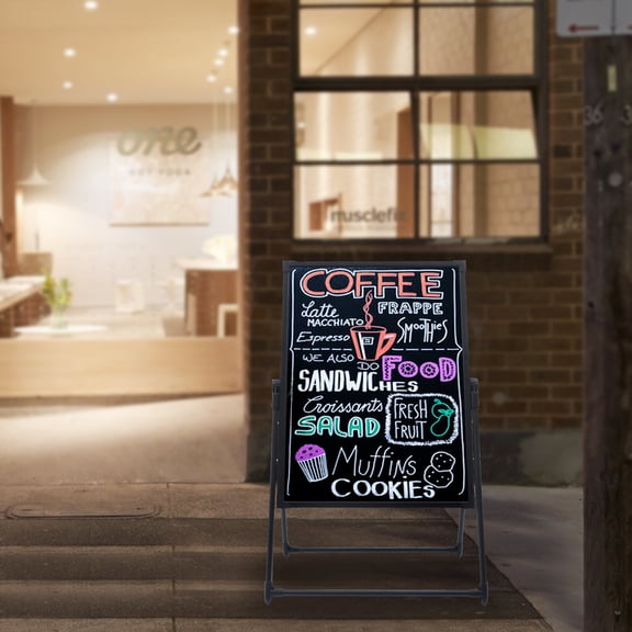 Adjustable LED Message Board, 7 Color Sign Illuminated Neon Erasable Menu Board, Flashing LED Message Writing Board