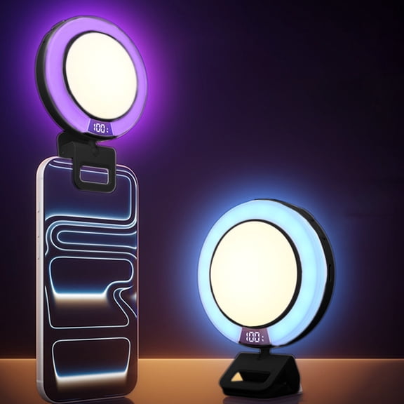 Adjustable LED Ring Light with RGB Color Effects - Portable Photography Light for Smartphones and Tablets - Dual Temperature and Color Lighting for Videos