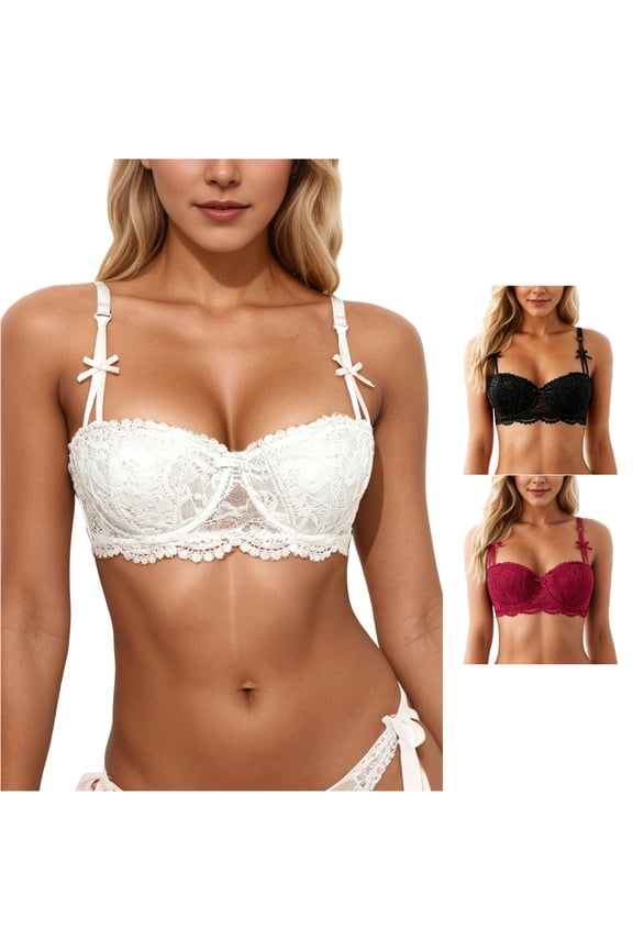 Adjustable Lace Demi Push Up Underwire Comfortable T Shirt Seamless Support Bra for Daily Wear, 40, White