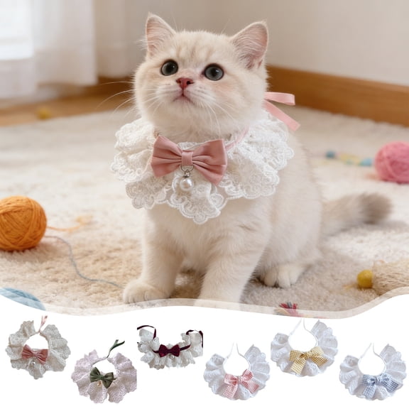 Adjustable Lace Pet Bib Collar for Cats and Small to Medium Dogs Waterproof Slobber Scarf