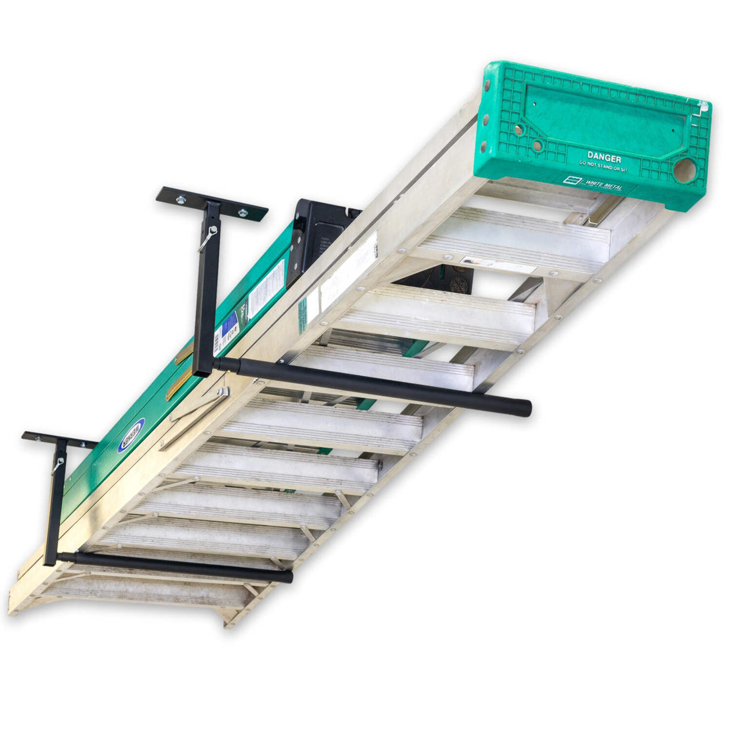Ladder Rack Vertical Blue StoreYourBoard Adjustable Ladder Ceiling Rack, 32