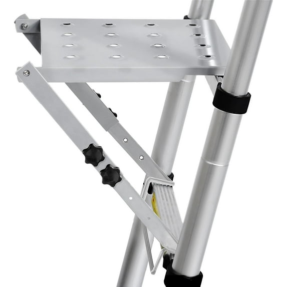 Adjustable Ladder Platform for Painters, Extension Ladder Work Platform System, Anti-Slip Ladder Work Tray for Tools, Heavy Duty Ladder Accessory for Most Ladders, 400 lbs Capacity (Silver)