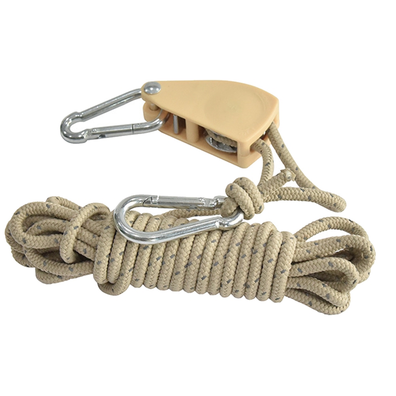 Adjustable Lanyard Hanging for Tent Fan Lamp Pulley Rope Ratchet Hanger