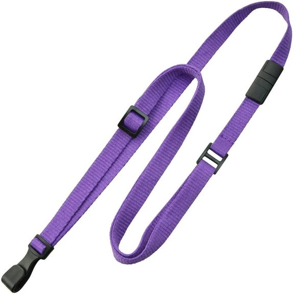 Adjustable Lanyard with Wide Plastic Clip - Safety Breakaway Clasp - "No Twist" Hook Badge Holder by Specialist ID (Purple)
