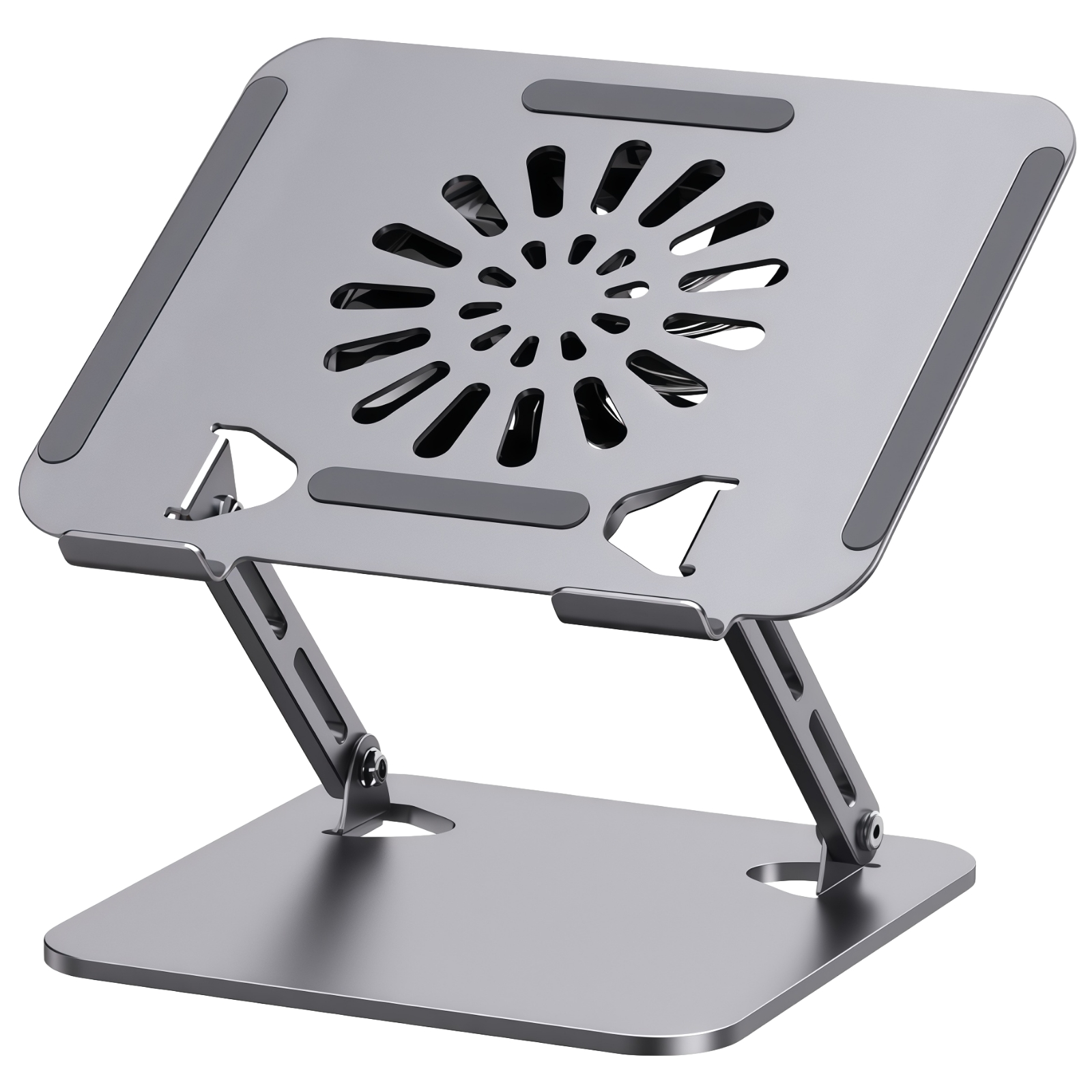 Adjustable Laptop Cooling Stand with Fan, Ergonomic Desk Riser for Laptop and Tablet, Carbon Steel Frame with USB Cooling Pad, Anti-Slip Base, Compatible with 10鈥?7 Inch Devices