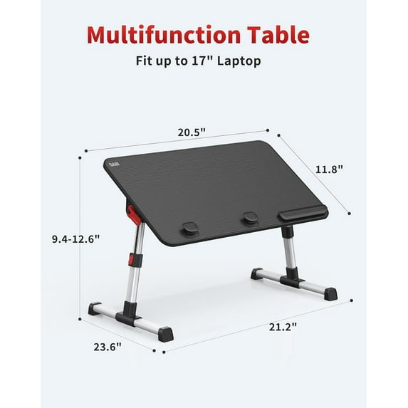 Adjustable Laptop Desk Table, Foldable Portable Lap Desk with 5 Height Settings for Bed, Couch, Floor