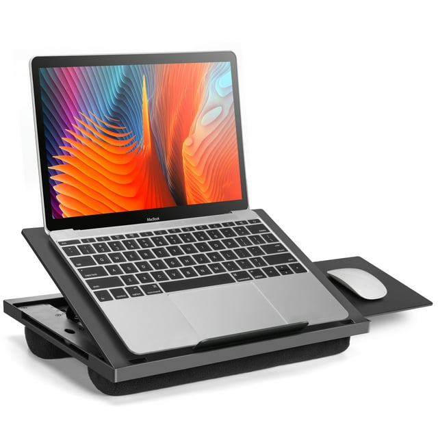 Adjustable Laptop Lap Desk Fits up to 15.6" with 6 Adjustable Angles, Detachable Mouse Pad, & Dual Cushions