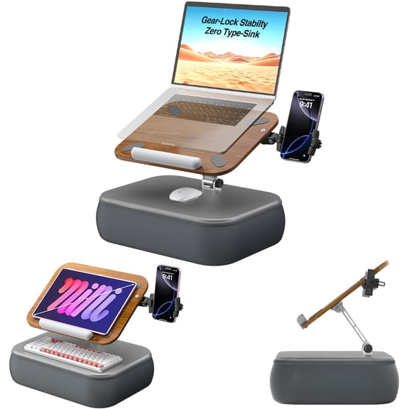 Adjustable Laptop Lap Desk, Laptop Stand with Cushion Pillow for Bed
