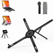 Adjustable Laptop Stand, 3-in-1 Magnetic Foldable Stand for Laptop, Tablet & Phone, Portable Aluminum Laptop Riser with Multi-Angle Support for Desk, Home & Travel, Black