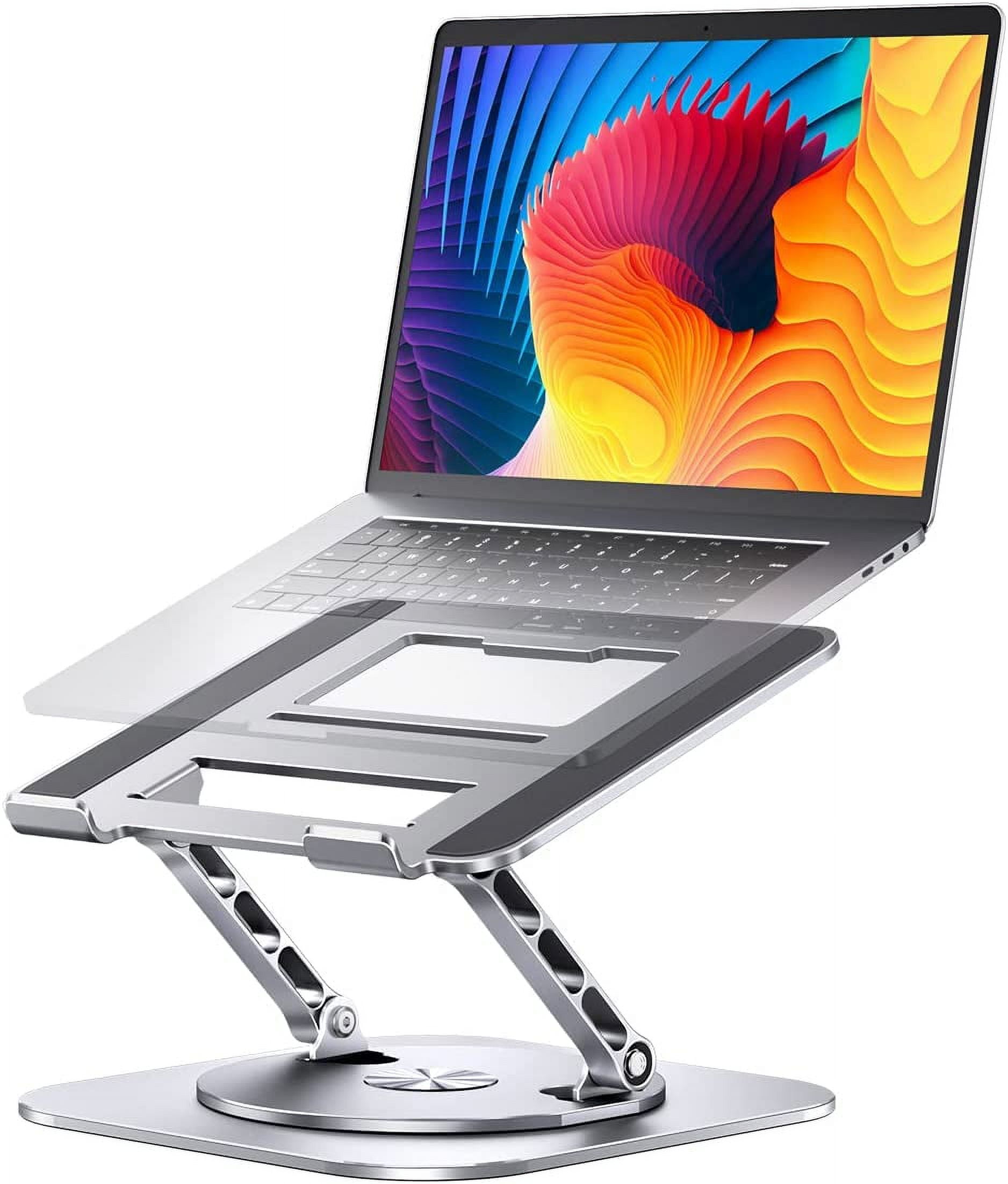 Adjustable Laptop Stand with 360 Rotating Base, Computer Stand for Laptop Ergonimic Foldable Laptop Riser for Desk Compatible with MacBook Pro/Air Notebook up to 16 Inches, Black
