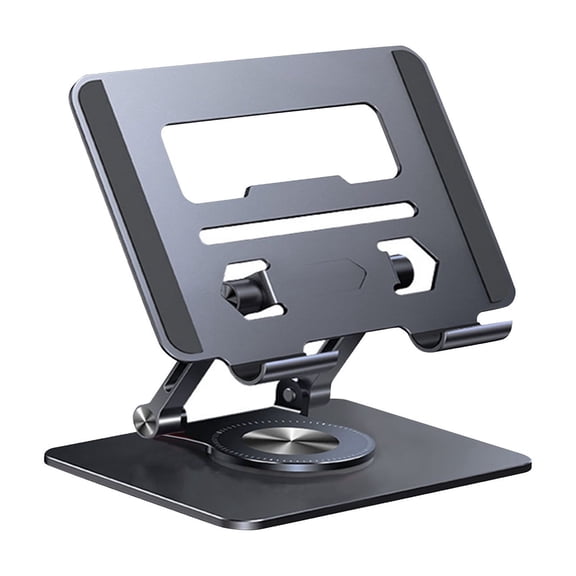 Adjustable Laptop Stand with 360 Rotating Base, Ergonomic Aluminum Desktop Riser for 10-17 Inch Laptops, Portable Foldable Notebook Holder Compatible with MacBook, Dell, HP, Lenovo, and More