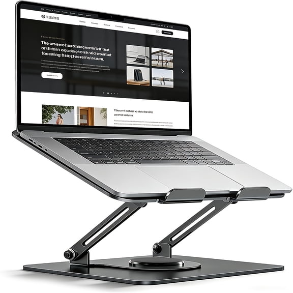 Adjustable Laptop Stand with 360° Rotating Base, Ergonomic Foldable Laptop Adapter Stand, Compatible with All MacBook Pro/Air, Suitable for Laptops Up to 17 Inches.