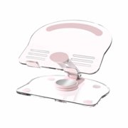 Adjustable Laptop Stand, Acrylic Transparent Portable Laptop Stand with 360° Rotating Base Ergonomic Foldable Book Holder for Desk (Pink)