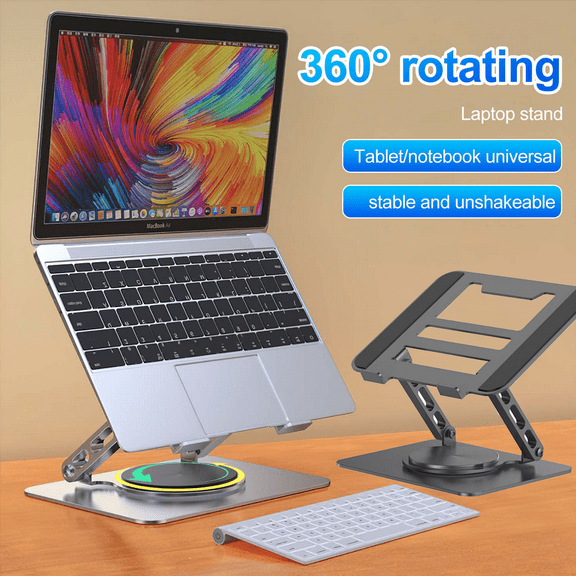Adjustable Laptop Stand, Computer Stand with 360 Rotating Base, Ergonomic Laptop Riser Mount for Desk Foldable Protable Computer Desk Fits with MacBook Pro Air (10-16")