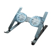 Adjustable Laptop Stand Cooling Holder with 2 Quiet Thin Folding Cooler for Pad Notebook 12-17in Silver/ Gray