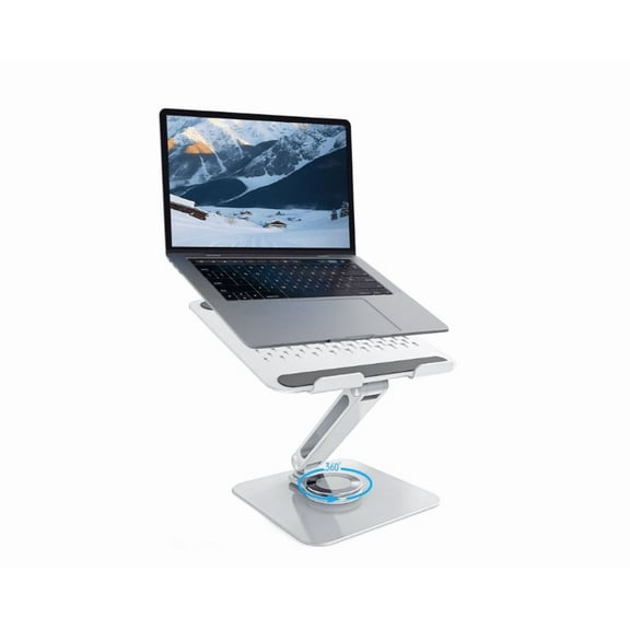 Adjustable Laptop Stand for Desk, Laptop Riser with 360 Rotating Base, Ergonomic Foldable Computer Holder Compatible with MacBook Pro Air, Tablet, All Notebooks 10-16 inch