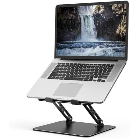 Adjustable Laptop Stand for Desk, Metal Foldable Laptop Riser Holder, Portable Desktop Book Stands, Ventilated Cooling Computer Notebook Stand Compatible with 10-15.6 Laptops$$Office