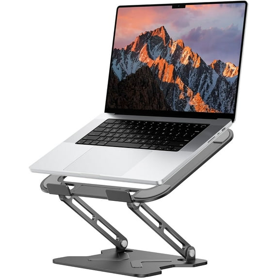 Adjustable Laptop Stand for Desk, Metal Foldable Laptop Riser, Portable Laptop Holder Mount, Ventilated Cooling Computer Notebook Stand for MacBook Air Pro, All 10-16'' Notebooks Laptops, Gold