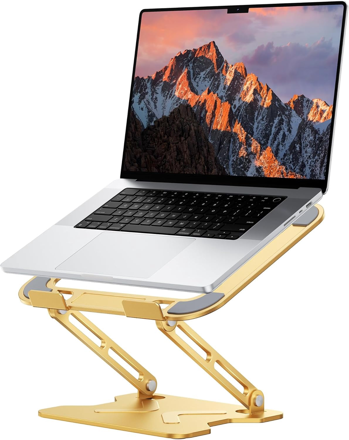 Adjustable Laptop Stand for Desk, Metal Foldable Laptop Riser, Portable Laptop Holder Mount, Ventilated Cooling Notebook Stand for MacBook Air Pro, All 10-16'' Notebooks Laptops Black