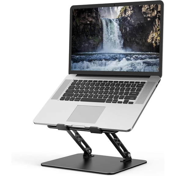 Adjustable Laptop Stand for Desk, Metal Laptop Riser Holder | Portable Desktop Book Stands, Foldable Ventilated Cooling Computer Notebook Stand Compatible with 10-15.6” Laptops, Tablets