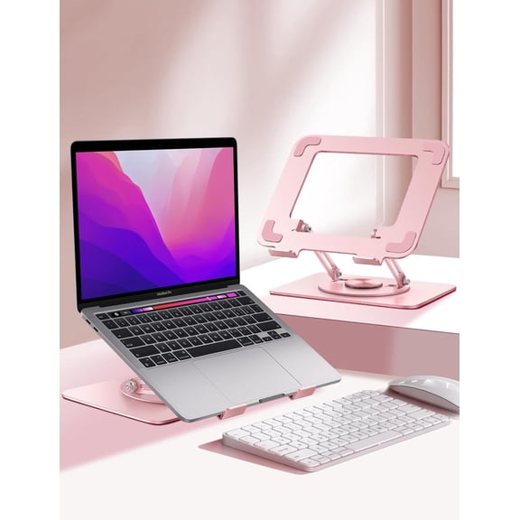 Adjustable Laptop Stand for Desk,Computer Stand Riser with 360 Free Rotation Base and Foldable Design Ergonomic Laptop Riser Fits
