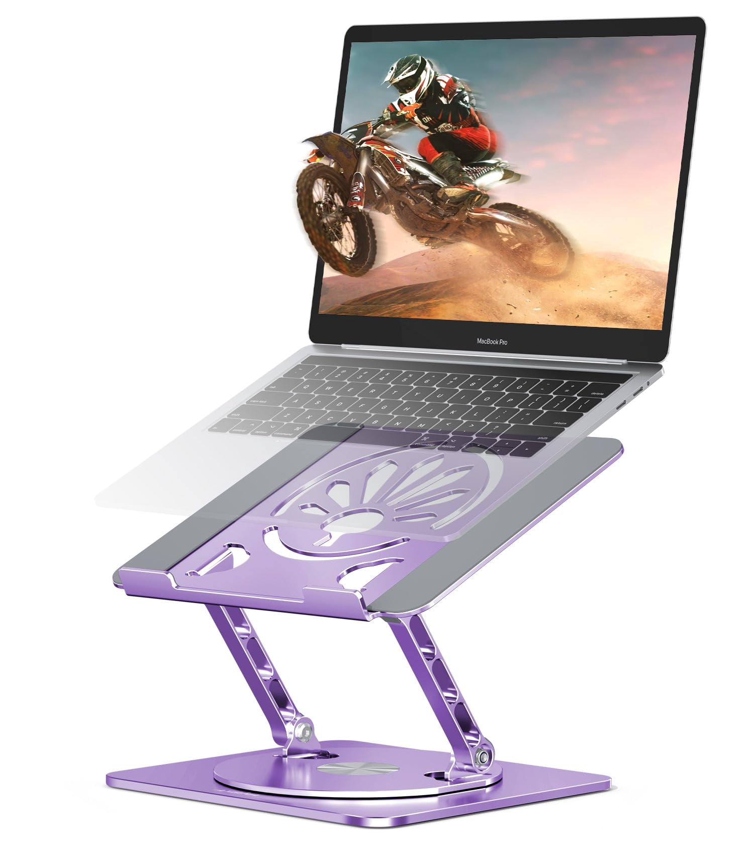 Adjustable Laptop Stand For Desk-360° Rotating Foldable Holder Riser Macbook Pro/air Notebook Up To 16" Purple
