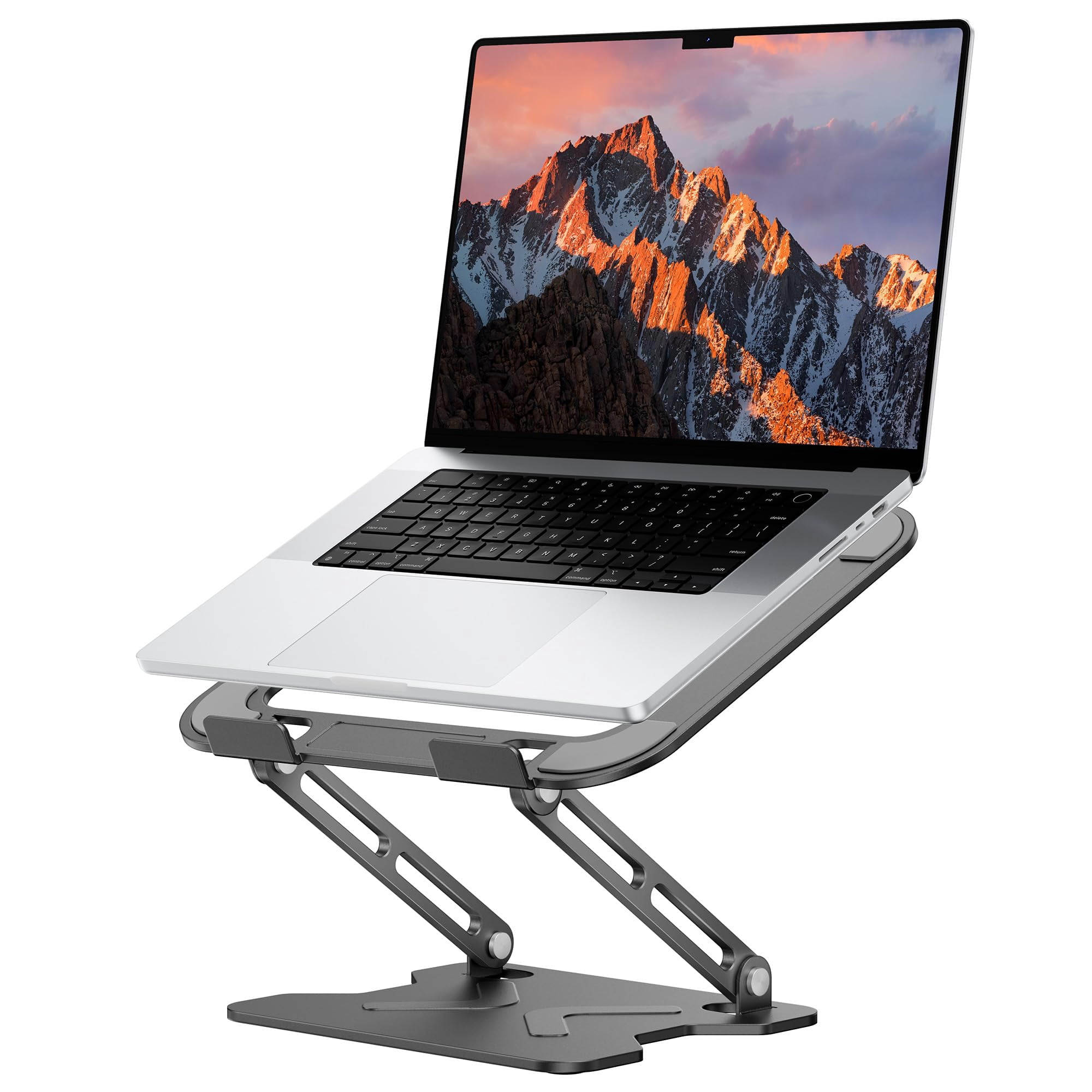 Adjustable Laptop Stand For Desk  Metal Foldable Riser Portable Holder Mount Ventilated Notebook Macbook Air Pro All 10-16'' Notebooks Laptops Black