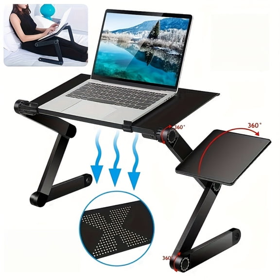 Adjustable Laptop Stand, Portable Standing Desk, Large Size Bed Lap Tray for Notebook, Lightweight and Multi-Functional for Work, School, Home and Bed,Portable Folding Laptop Stand,Black