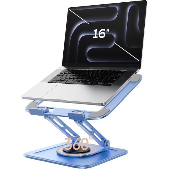 Adjustable Laptop Stand,  Stand with 360 Rotating Base,  Laptop Riser Mount for Desk Foldable Protable  Desk Fits with MacBook Pro Air (10-16") - Blue