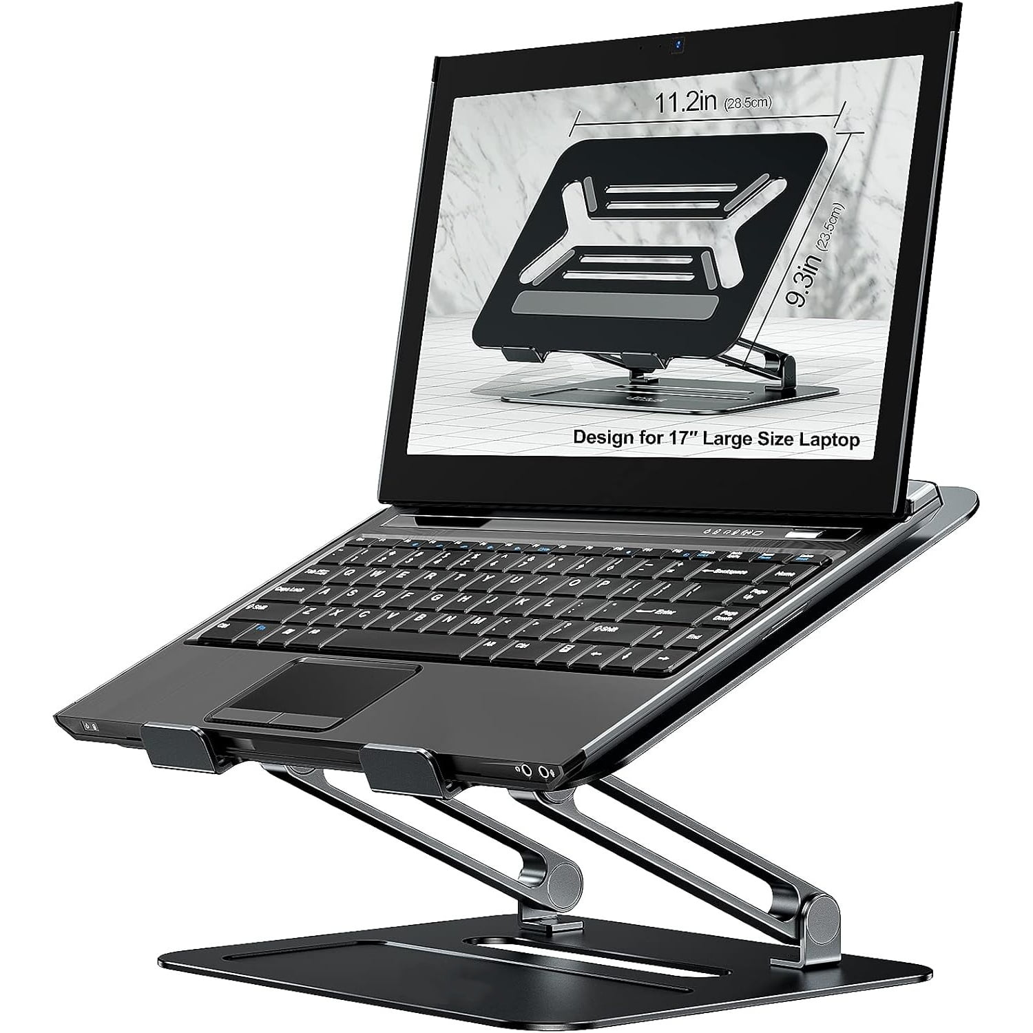 Adjustable Laptop Stand for Desk Aluminum Computer Stand for Laptop Riser Holder Notebook Stand Compatible with All Laptops 11-17 inch (Black)