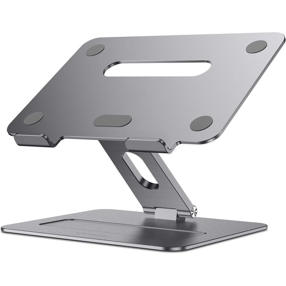 Adjustable Laptop Stand for Desk | Ergonomic Aluminum Laptop Riser with Heat-Vent, Compatible for 10-17" Laptops, Space Grey