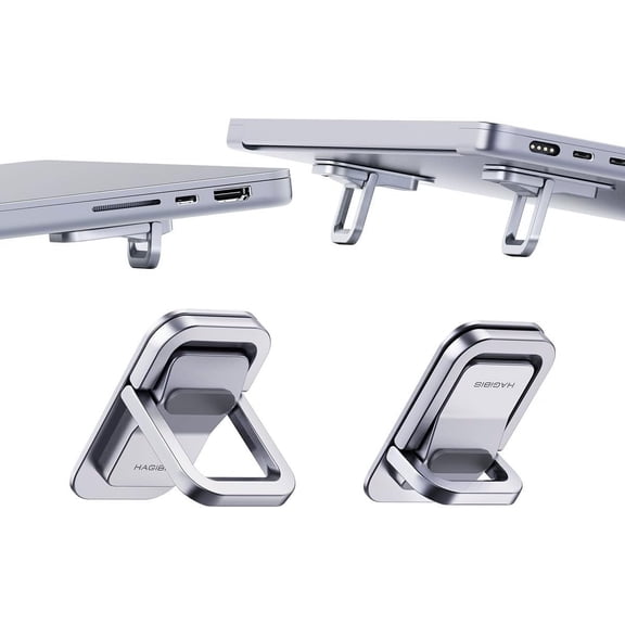 Adjustable Laptop Stand for Desk - Portable Riser, Ergonomic Aluminum Cooling Pad MacBook Pro Air, Tablet (Silver)