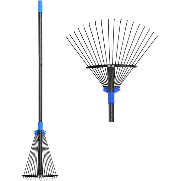 Adjustable Leaf Rake, Metal Garden Rakes for Lawns Heavy Duty Leaves with Expandable Head 8-17", Yard Women Kids Rake Gardening RV Camping 30-50 inch