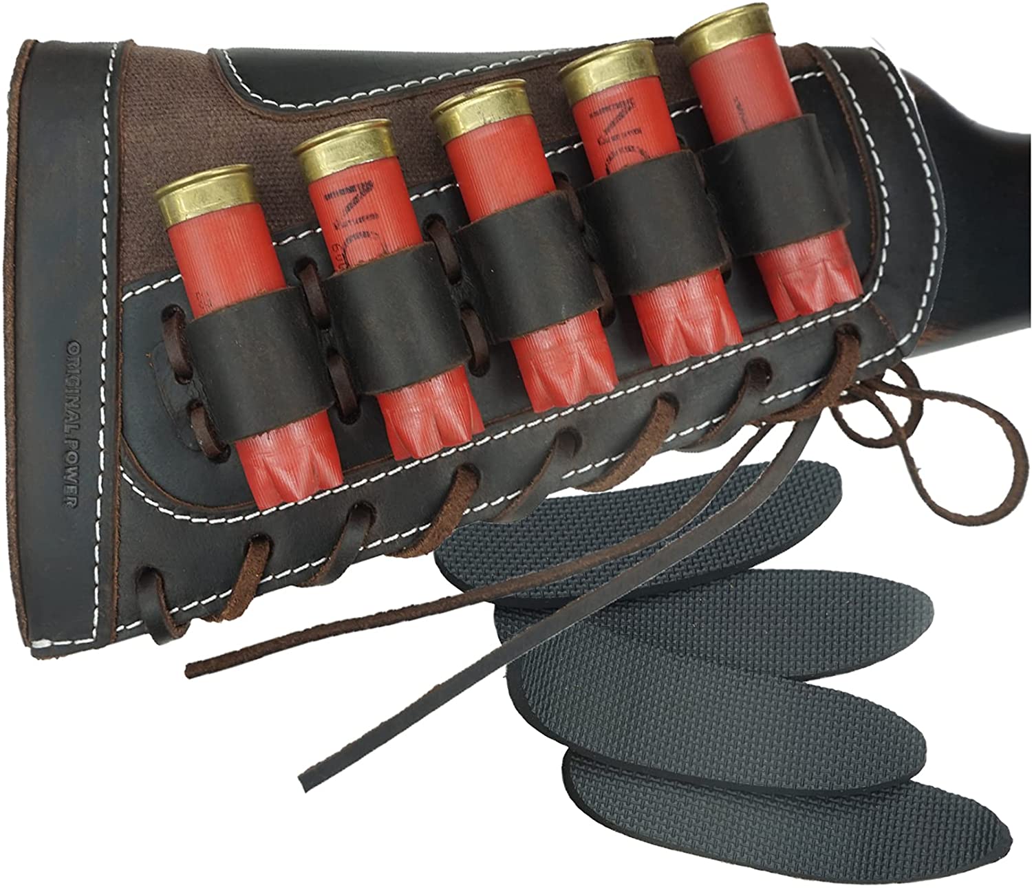Leather Forearm Spare Cartridge Holder - Holds 2 Rifle/Shotgun Shells, Brown/Black