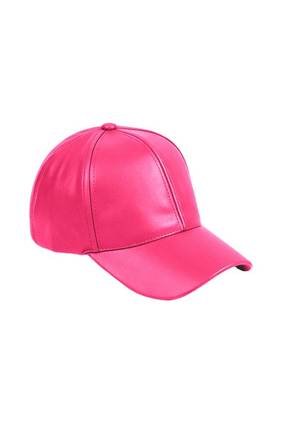Adjustable Leather Peaked Cap, Unisex Classic Baseball Cap, Solid Color Outdoor Sun Shade Hat, Durable Wear Resistant Headwear for Outing Shopping Outdoor Activity Retro Fashion Casual Cap,Hot Pink