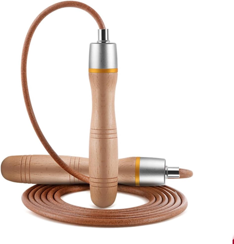 Adjustable Leather Skipping Rope Pure Wooden Handle and Swivel Bearing Design Suitable for Fitness Venues and Home Fitness Exercises
