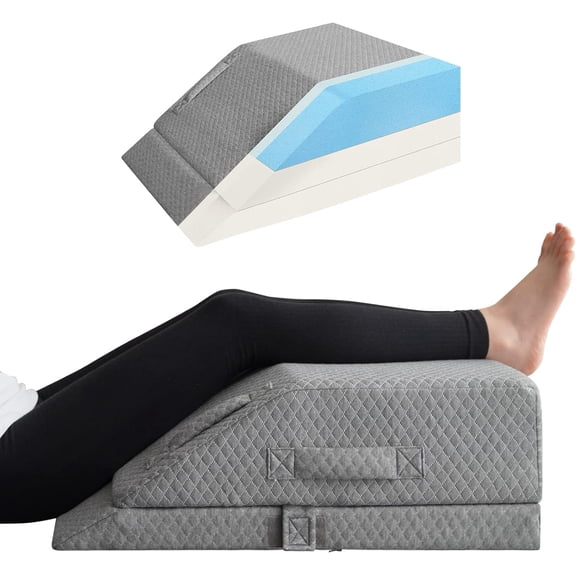 Adjustable Leg Elevation Pillows for Swelling, Cooling Gel Memory Foam Wedge Pillows for After Surgery, Sciatica Back Knee Hip Ankles Pain Relief, Leg Pillows for Sleeping Blood Circulation