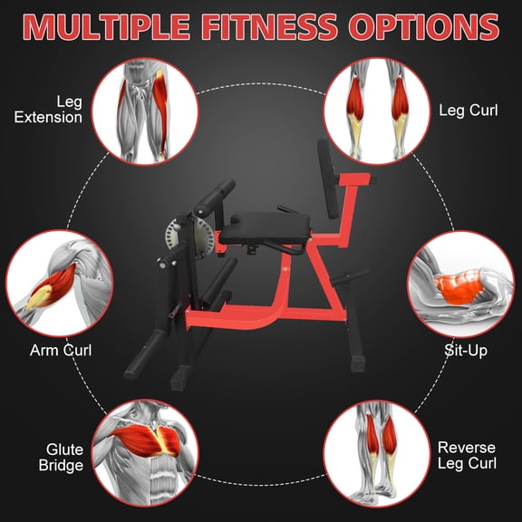 Adjustable Leg Extension Curl Machine 3 in 1 Multifunctional Home Gym Equipment for Leg Workout Glute Hamstrings Quads Strength Training Fits Weight Plates for Garage Home Fitness Room Men Women