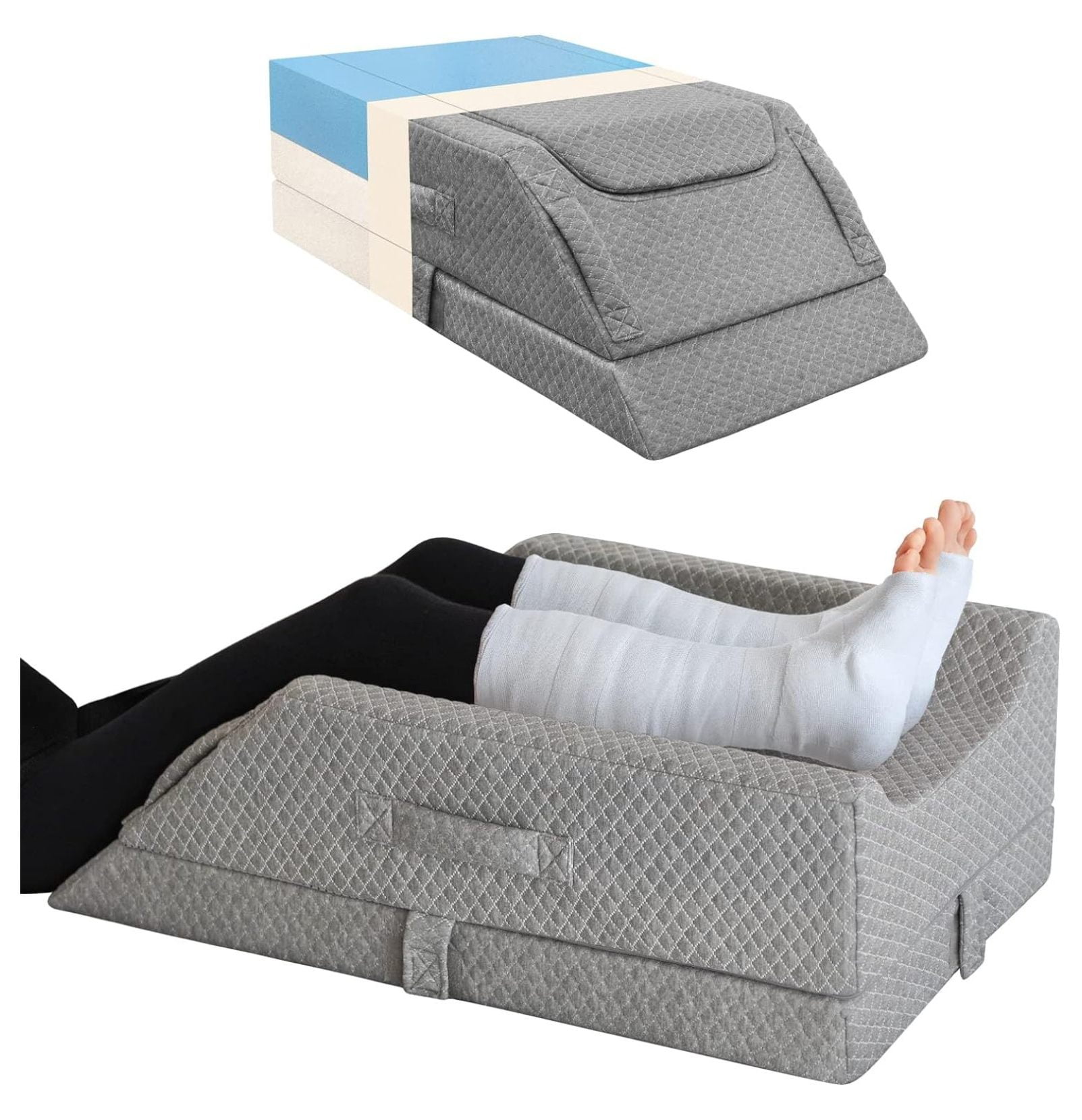Adjustable Leg Pillows for Swelling After Surgery, Cooling Memory Foam Leg Wedge Pillow for