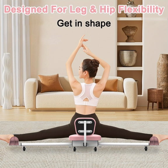 Adjustable Leg Split Stretching Machine - 6-Height Levels Heavy-Duty Splits Trainer with Silent Gliding Base, Pink/Black Portable Splitter for Home Gym, Ballet, Yoga & Flexibility Training - & Adults
