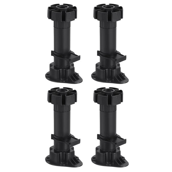 Adjustable Legs, 4 Pack 46 x 120mm - Furniture Leveling Foot, Thin Legs Leveler Support Frame for Bed Sofa (Black)
