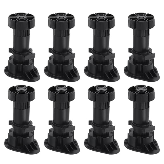 Adjustable Legs, 8 Pack 44 x 100mm - Furniture Leveling Foot, Thick Thin Legs Leveler Support for Bed (Black)